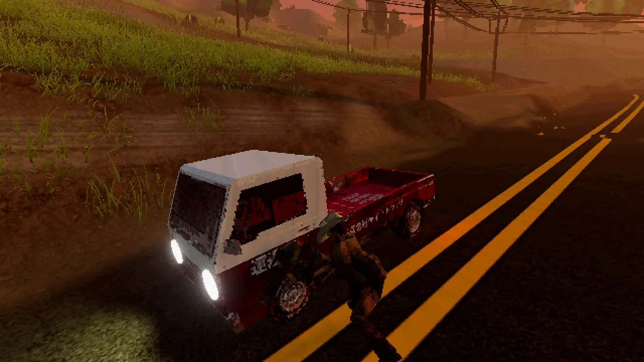 A kei truck driver dragged out onto the road