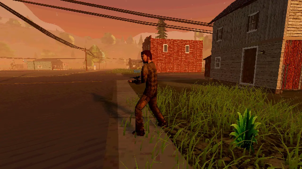 An armed townsperson in the street